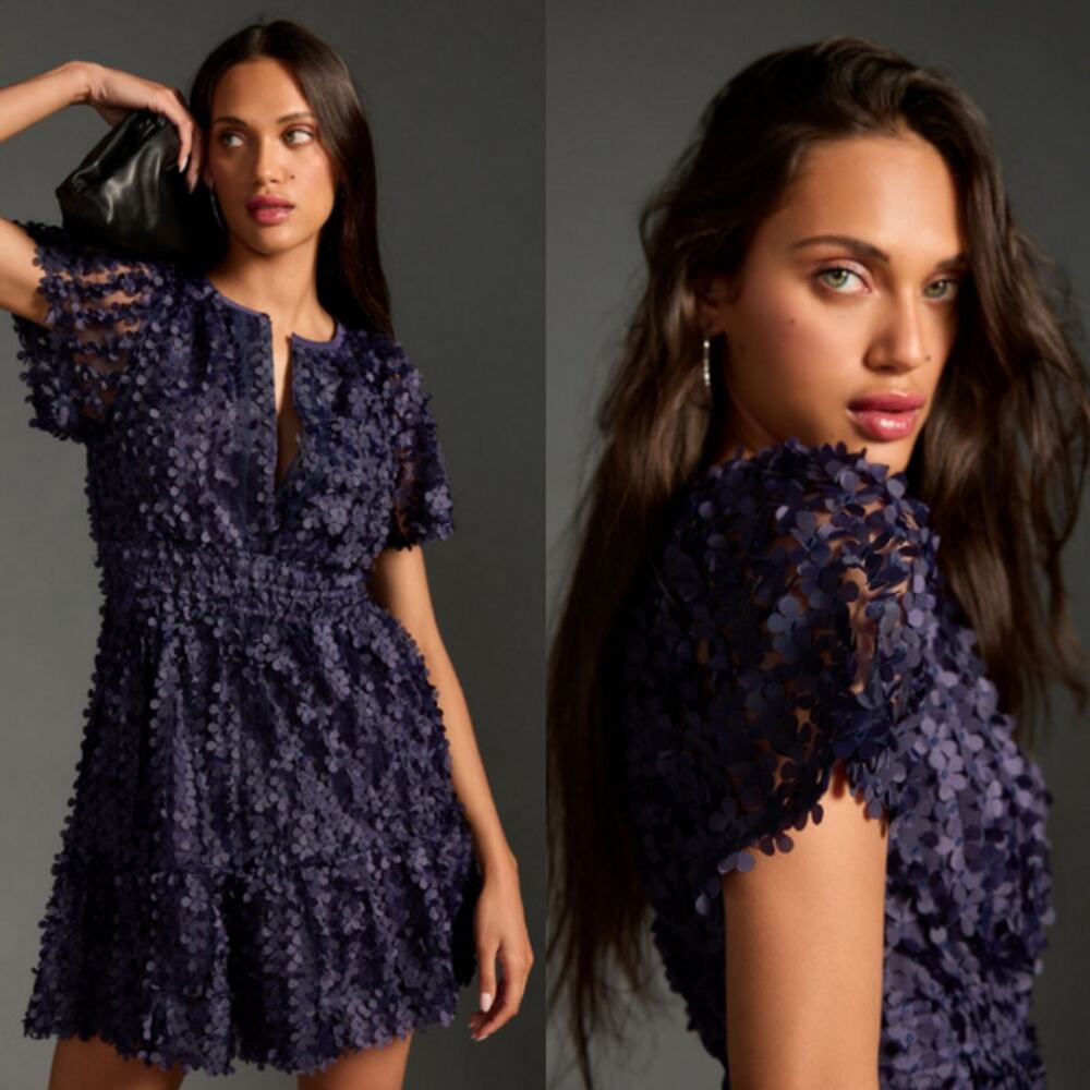 Elegant Navy Blue Floral Dress